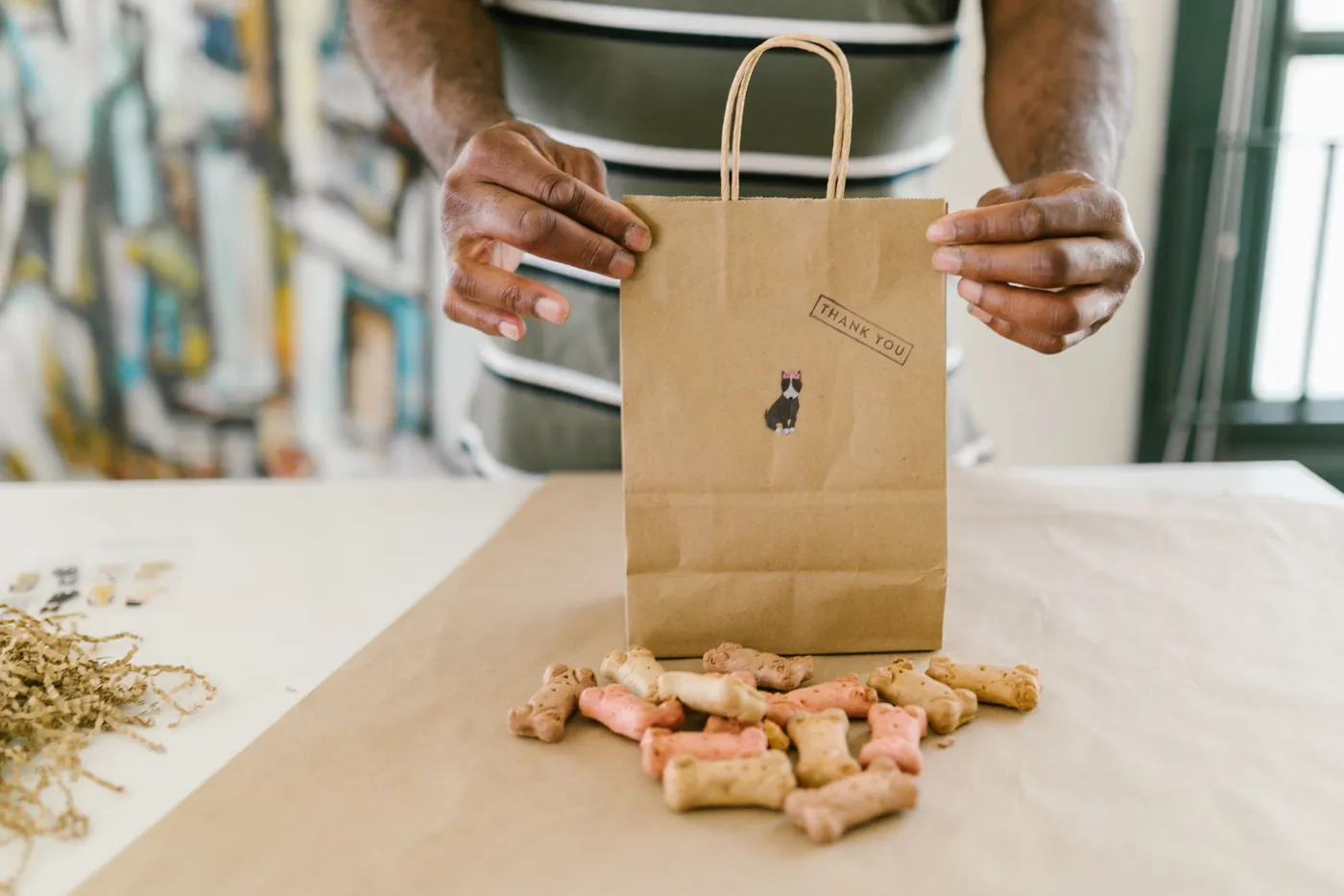 Envasado sin marca de snacks para mascotas destinados a gran consumo